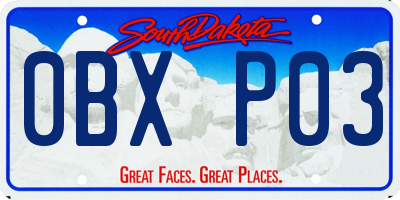 SD license plate 0BXP03
