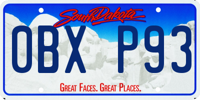 SD license plate 0BXP93