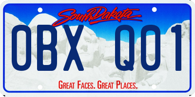 SD license plate 0BXQ01