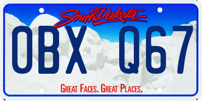 SD license plate 0BXQ67