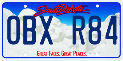 SD license plate 0BXR84