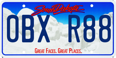 SD license plate 0BXR88