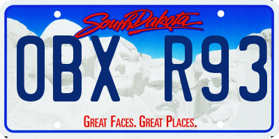 SD license plate 0BXR93