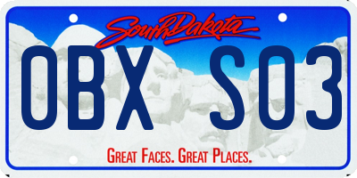 SD license plate 0BXS03