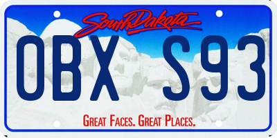 SD license plate 0BXS93