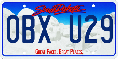 SD license plate 0BXU29