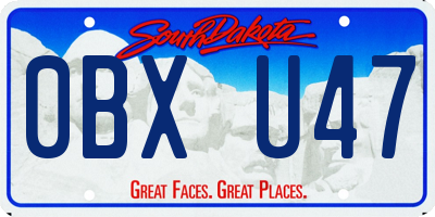 SD license plate 0BXU47