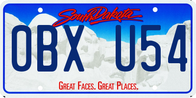 SD license plate 0BXU54