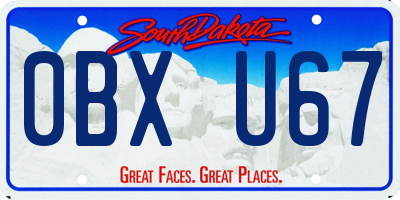 SD license plate 0BXU67
