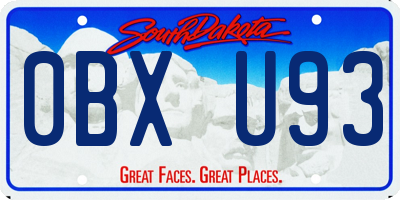 SD license plate 0BXU93