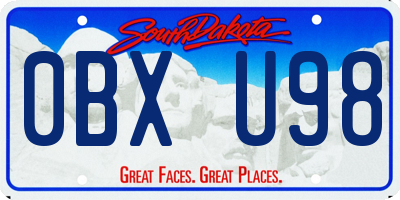 SD license plate 0BXU98