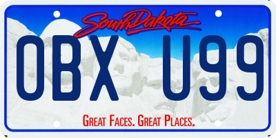 SD license plate 0BXU99