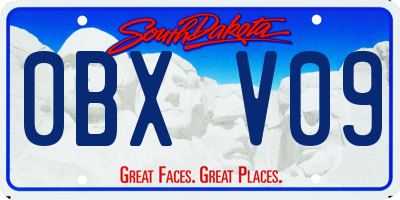 SD license plate 0BXV09