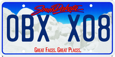 SD license plate 0BXX08