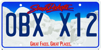 SD license plate 0BXX12