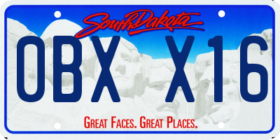 SD license plate 0BXX16
