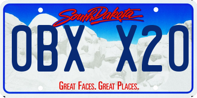 SD license plate 0BXX20