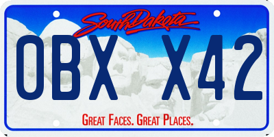 SD license plate 0BXX42
