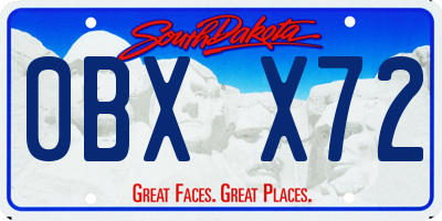 SD license plate 0BXX72