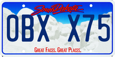 SD license plate 0BXX75