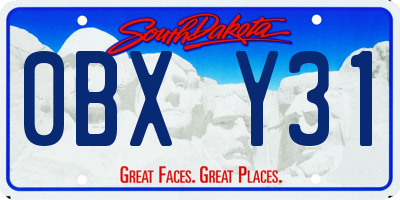 SD license plate 0BXY31