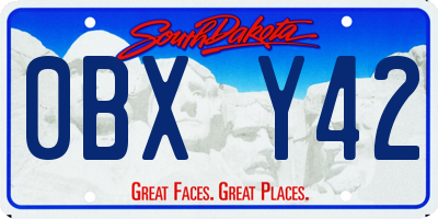 SD license plate 0BXY42