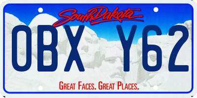 SD license plate 0BXY62