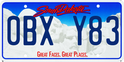 SD license plate 0BXY83