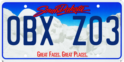 SD license plate 0BXZ03