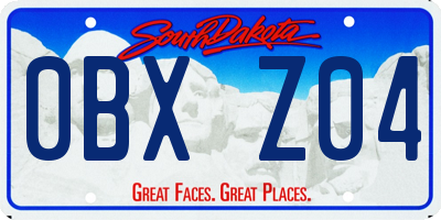 SD license plate 0BXZ04