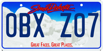 SD license plate 0BXZ07