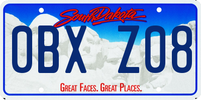 SD license plate 0BXZ08
