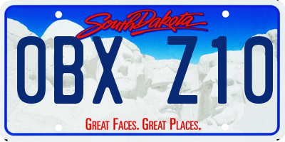SD license plate 0BXZ10