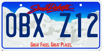 SD license plate 0BXZ12