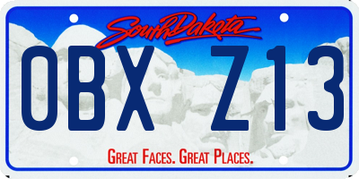 SD license plate 0BXZ13
