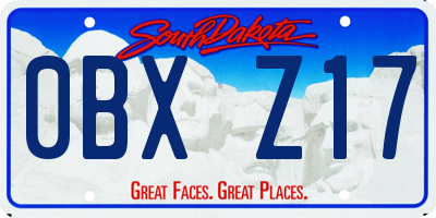 SD license plate 0BXZ17