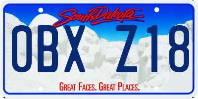 SD license plate 0BXZ18