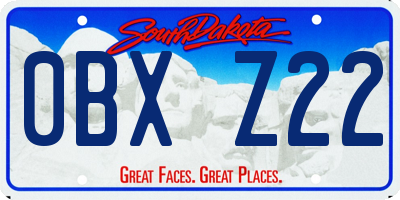 SD license plate 0BXZ22