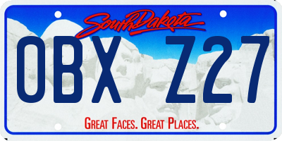 SD license plate 0BXZ27