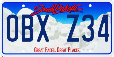 SD license plate 0BXZ34