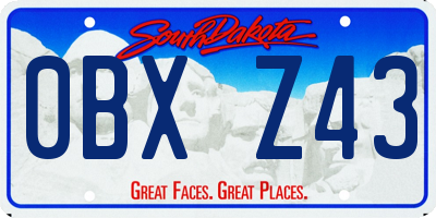 SD license plate 0BXZ43