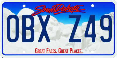 SD license plate 0BXZ49