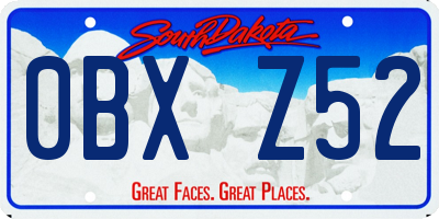 SD license plate 0BXZ52