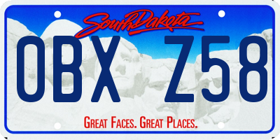 SD license plate 0BXZ58