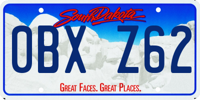 SD license plate 0BXZ62