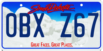 SD license plate 0BXZ67