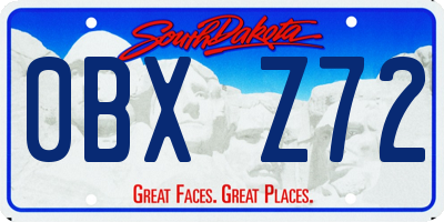 SD license plate 0BXZ72