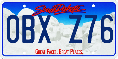 SD license plate 0BXZ76