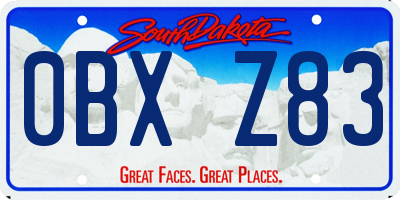 SD license plate 0BXZ83