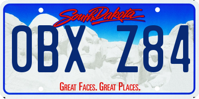 SD license plate 0BXZ84